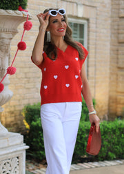 LOVE LETTER RED HEART SWEATER VEST