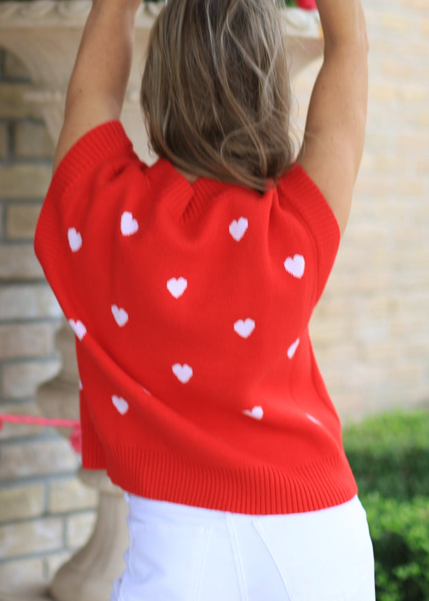 LOVE LETTER RED HEART SWEATER VEST