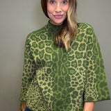 LEOPARD LOVE OLIVE MOCK NECK SWEATER