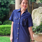 SMALL TOWN STROLL KELLY GREEN BUTTON DOWN DRESS