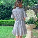 LIKE A DREAM NAVY STRIPED TIE MINI DRESS