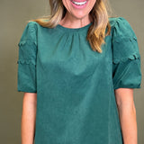 LOVE IN THE DETAILS CORDUROY BUBBLE TOP
