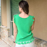 FINAL TOUCH TASSEL TANK SWEATER