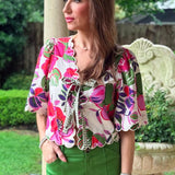 GARDEN GATHERING FLORAL PATTERN TOP