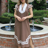 ENGLISH COURTYARD LINEN BLEND MIDI DRESS