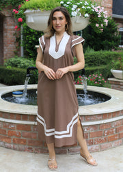 ENGLISH COURTYARD LINEN BLEND MIDI DRESS