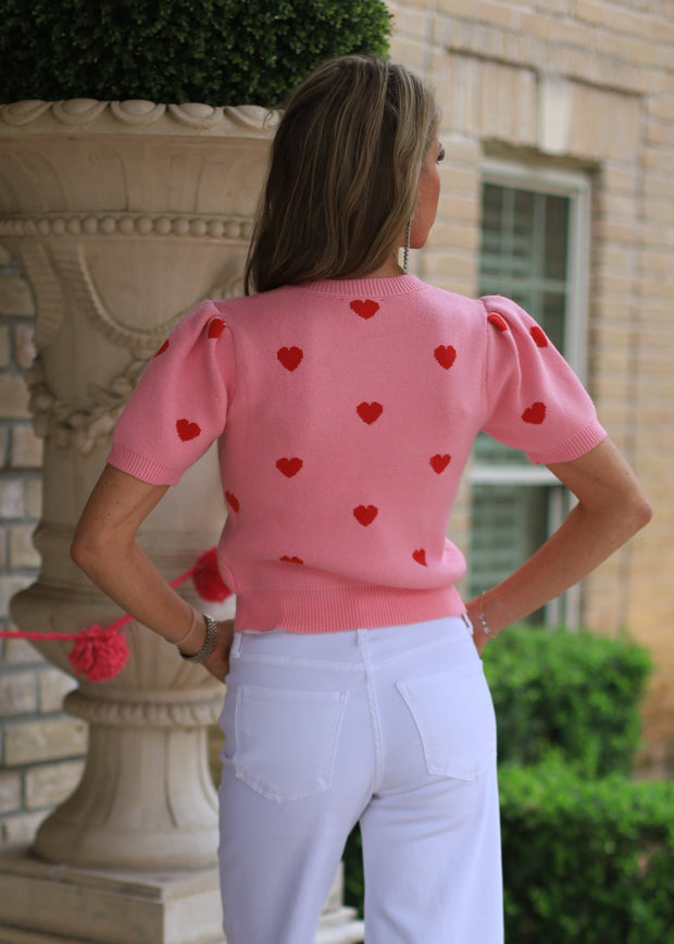 HEART FULL OF LOVE PINK SWEATER