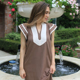 ENGLISH COURTYARD LINEN BLEND MIDI DRESS