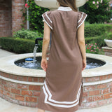 ENGLISH COURTYARD LINEN BLEND MIDI DRESS