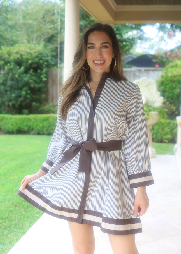 URBAN WONDERS MOCHA STRIPE DRESS