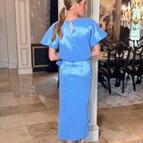 MARGOT TAFFETA MIDI SKIRT - BABY BLUE