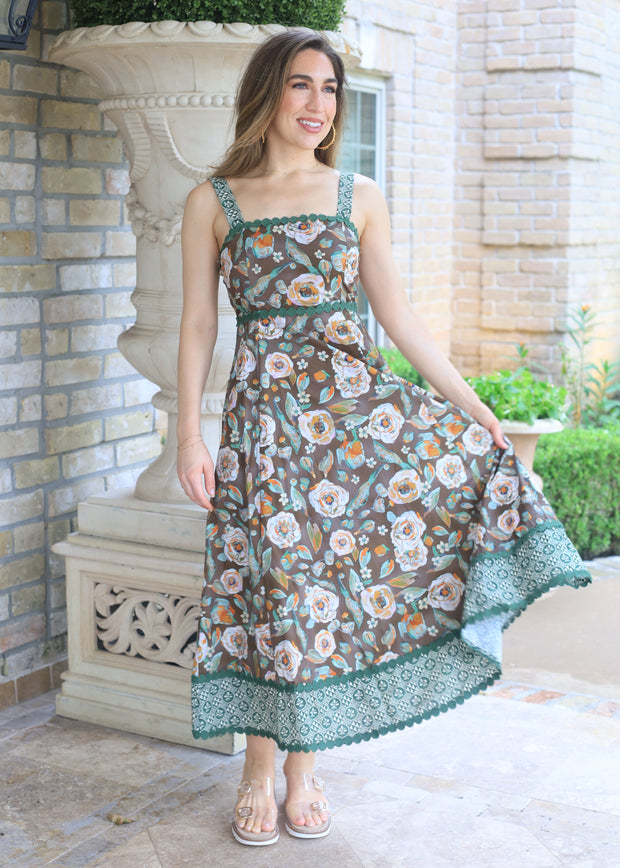 MOSCATO SIPPIN' FLORAL MIDI DRESS