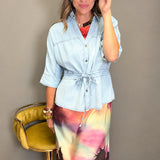 PICTURE PERFECT SMILE DENIM BLOUSE