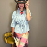 WESTERN ATTITUDE HORSE PRINT DRESS - BLACK, CHAMPAGNE OR MULTI