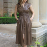 MAKE IT COUNT MOCHA FAUX LEATHER DRESS
