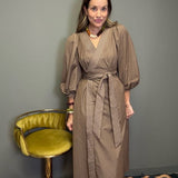 TIMELESS TREASURES PUFF SLEEVE MIDI DRESS