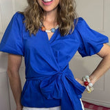 COASTAL CLUB BUBBLE SLEEVE SIDE TIE TOP