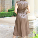 MAKE IT COUNT MOCHA FAUX LEATHER DRESS