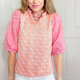 PARADISE BREEZE FLORAL EMBROIDERED BLOUSE