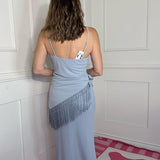 SWEET DETAILS SLIP DRESS WITH FRINGE WRAP