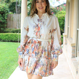 GARDEN GATHERING BELTED FLORAL DRESS