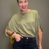 FOREVER FALLING BAT SLEEVE BLOUSE - RUST OR OLIVE