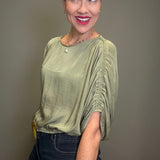 FOREVER FALLING BAT SLEEVE BLOUSE - RUST OR OLIVE
