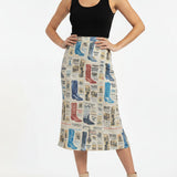 DANCE HALL LONG SATIN PRINT SKIRT - ASSORTED COLORS