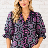 PARISIAN NIGHTS BLACK TAPESTRY BLOUSE