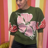 BLOOMING BOLDLY FLORAL KNIT SWEATER