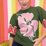 BLOOMING BOLDLY FLORAL KNIT SWEATER
