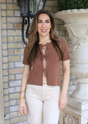 IT'S IN THE DETAILS TIE FRONT SWEATER