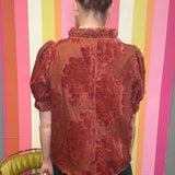 GRACE IN THE DETAILS TEXTURED RUST BLOUSE