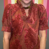 GRACE IN THE DETAILS TEXTURED RUST BLOUSE