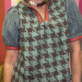 SIGNATURE STYLE HOUNDSTOOTH BLOUSE