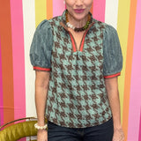 SIGNATURE STYLE HOUNDSTOOTH BLOUSE