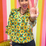 NOTHING BUT GOOD VIBES GEOMETRIC BLOUSE
