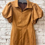 DRAWN TO YOU CAMEL SUEDE DRESS
