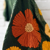 BLOOMS AT DUSK OLIVE EMBROIDERED SLEEVE TOP