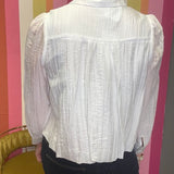 TABLE FOR TWO TEXTURED BUTTON FRONT BLOUSE - PLUM OR OFF-WHITE