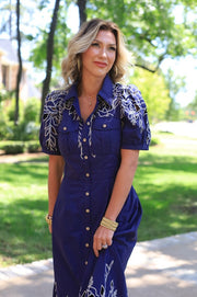 BOARDWALK BLISS NAVY BUTTON DOWN DRESS