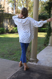 BRIGHTER DAYS BLUE POLKA DOT LS BLOUSE