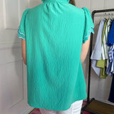 CASUAL FLOW GREEN SCALLOP BLOUSE