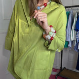 BRIGHT SIDE STAND COLLAR DOLMAN SLEEVE BLOUSE
