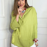 BRIGHT SIDE STAND COLLAR DOLMAN SLEEVE BLOUSE