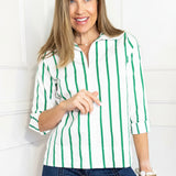 CLASSIC LOOK STRIPED STAND COLLAR BLOUSE