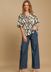 EXTROVERT TWO TONE ABSTRACT TOP