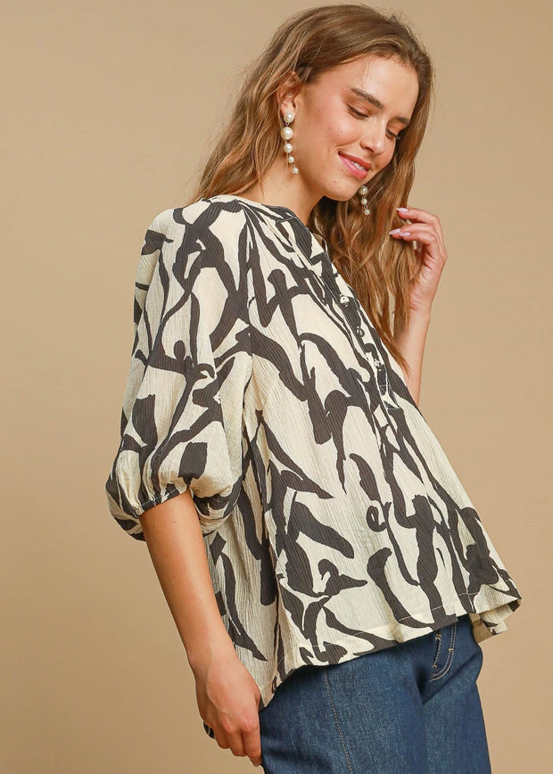 EXTROVERT TWO TONE ABSTRACT TOP