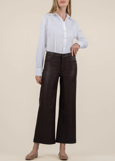 KUT MEG HIGH RISE WIDE LEG COATED PANT