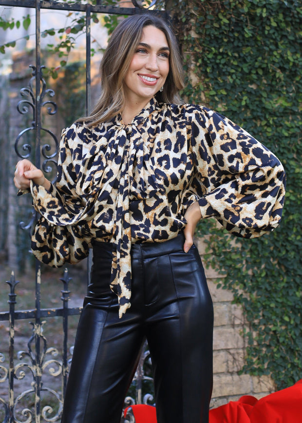 FIERCE CHARM LEOPARD PRINT LONG SLEEVE TOP